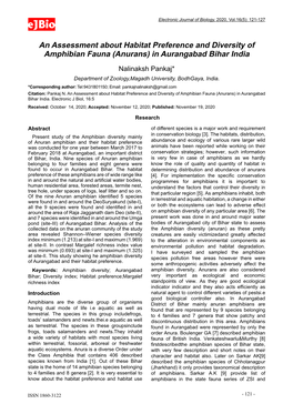 An Assessment About Habitat Preference and Diversity Of