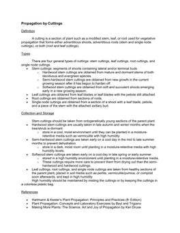 Propagation by Cuttings