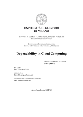 Dependability in Cloud Computing