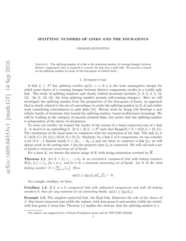 Arxiv:1609.04353V1 [Math.GT] 14 Sep 2016 K Sp(L) ≥ 2G4(Lβ#I=1Li) − N