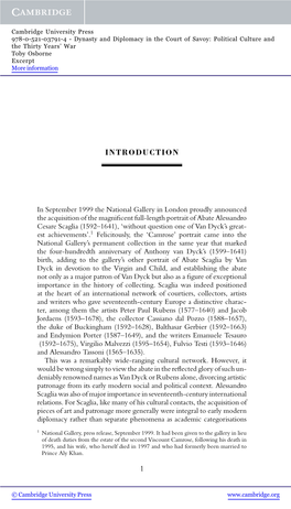 Dynasty and Diplomacy in the Court of Savoy: Political Culture and the Thirty Years’ War Toby Osborne Excerpt More Information