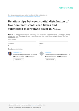 Relationships Between Spatial Distribution of Two Dominant Small-Sized Fishes and Submerged Macrophyte Cover in Niu