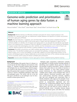 Genome-Wide Prediction and Prioritization of Human Aging Genes by Data Fusion: a Machine Learning Approach