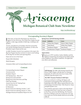 Michigan Botanical Club State Newsletter