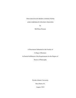 Two Essays on Media Connections and Corporate Finance Policies