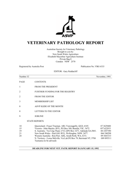 Veterinary Pathology Report