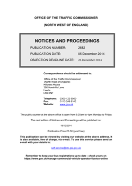 NOTICES and PROCEEDINGS 5 December 2014