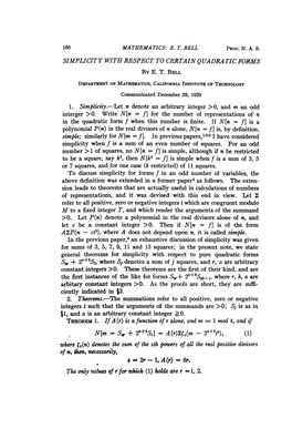 1. Simplicity.-Let N Denote an Arbitrary Integer >0, and M an Odd of N, Aimn