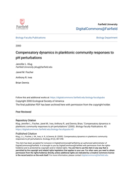 Compensatory Dynamics in Planktonic Community Responses to Ph Perturbations