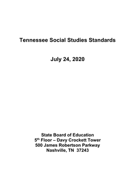 Changes to the State Social Studies Standards