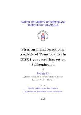Structural and Functional Analysis of Translocation in DISC1 Gene and Impact on Schizophrenia