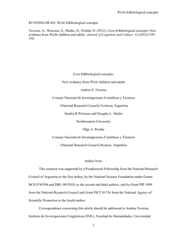 Wichí Folkbiological Concepts 1 RUNNING HEAD: Wichí