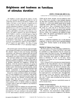 Brightness and Loudness As Functions of Stimulus Duration