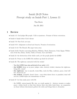 Isaiah 28-29 Notes Precept Study on Isaiah Part 1, Lesson 11