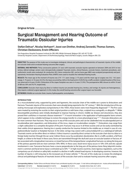 Surgical Management and Hearing Outcome of Traumatic Ossicular Injuries