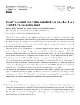 Stability Assessment of Degrading Permafrost Rock Slopes Based on A