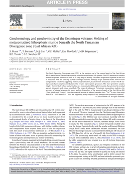 Geochronology and Geochemistry of the Essimingor Volcano: Melting of Metasomatized Lithospheric Mantle Beneath the North Tanzanian Divergence Zone (East African Rift)