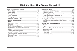 2009 Cadillac SRX Owner Manual M