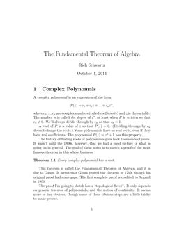 The Fundamental Theorem of Algebra