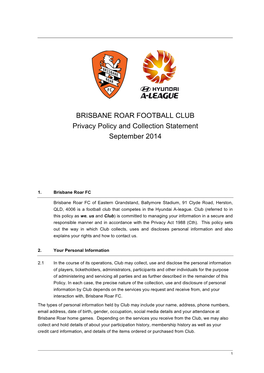A-League Club Privacy Policy and Collection Statement