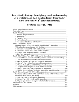 Pracy Family History from Tudor Times to the 1920S