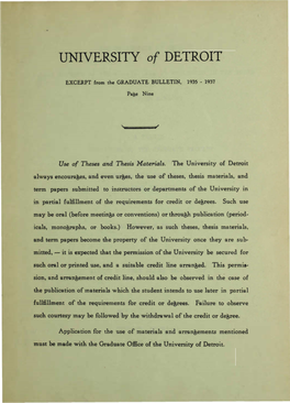 UNIVERSITY of DETROIT