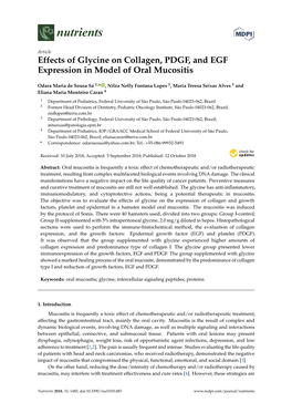 Effects of Glycine on Collagen, PDGF, and EGF Expression in Model of Oral Mucositis