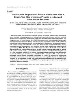 Antibacterial Properties of Silicone Membranes After a Simple Two-Step Immersion Process in Iodine and Silver Nitrate Solutions