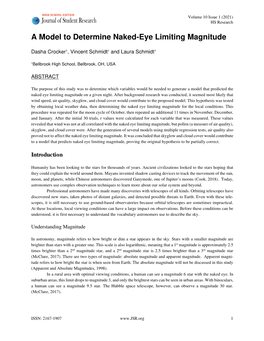 A Model to Determine Naked-Eye Limiting Magnitude