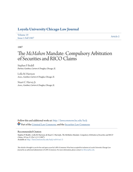The Mcmahon Mandate: Compulsory Arbitration of Securities and RICO Claims Stephen P