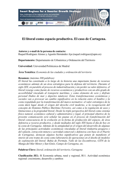 El Litoral Como Espacio Productivo. El Caso De Cartagena