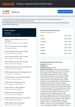 Horario Y Mapa De La Línea 435 De Micro