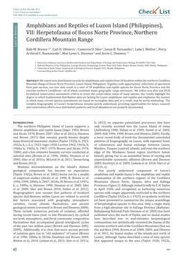 Check List 8(3): 469-490, 2012 © 2012 Check List and Authors Chec List ISSN 1809-127X (Available at Journal of Species Lists and Distribution