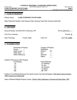 Lake Guernsey State Park National Historic Landmark Form Size