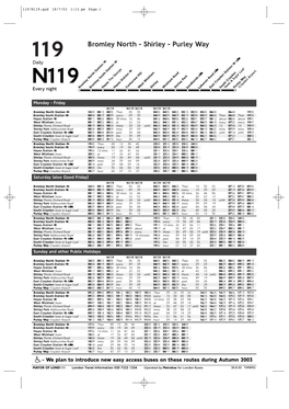 119 Bromley North - Shirley - Purley Way Daily T