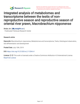 Integrated Analysis of Metabolomes And