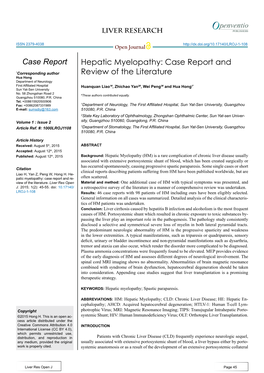 Hepatic Myelopathy: Case Report And