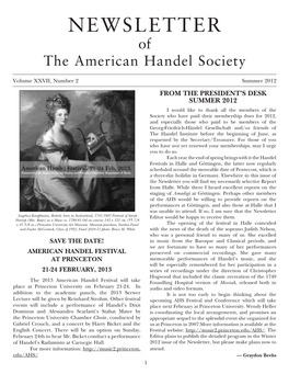 NEWSLETTER of the American Handel Society