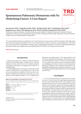 Spontaneous Pulmonary Hematoma with No Underlying Causes: a Case Report