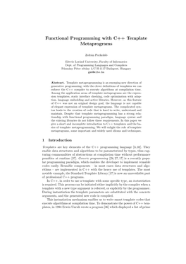 Functional Programming with C++ Template Metaprograms