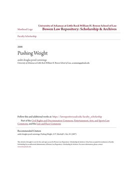 Pushing Weight André Douglas Pond Cummings University of Arkansas at Little Rock William H