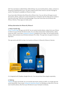 Airdrop Alternatives for Iphone 4S, Iphone 4