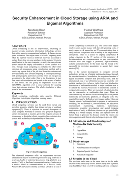 Security Enhancement in Cloud Storage Using ARIA and Elgamal Algorithms