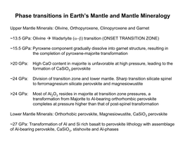 Phase Transitions in Earth's Mantle and Mantle Mineralogy