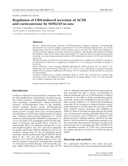 Regulation of CRH-Induced Secretion of ACTH and Corticosterone By