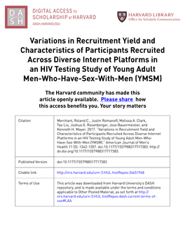 Variations in Recruitment Yield and Characteristics Of