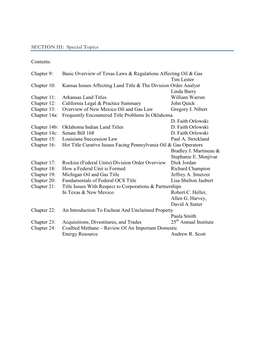 Basic Overview of Texas Laws & Regulations Affecting Oil & Gas Tim