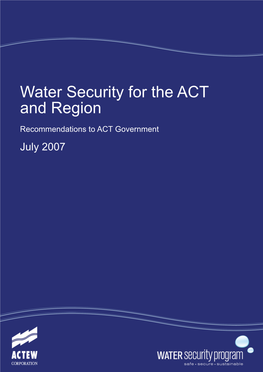 Water Security for the ACT and Region