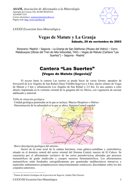 Vegas De Matute Y La Granja Cantera “Las Suertes”