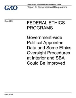 Government-Wide Political Appointee Data and Ethics Oversight